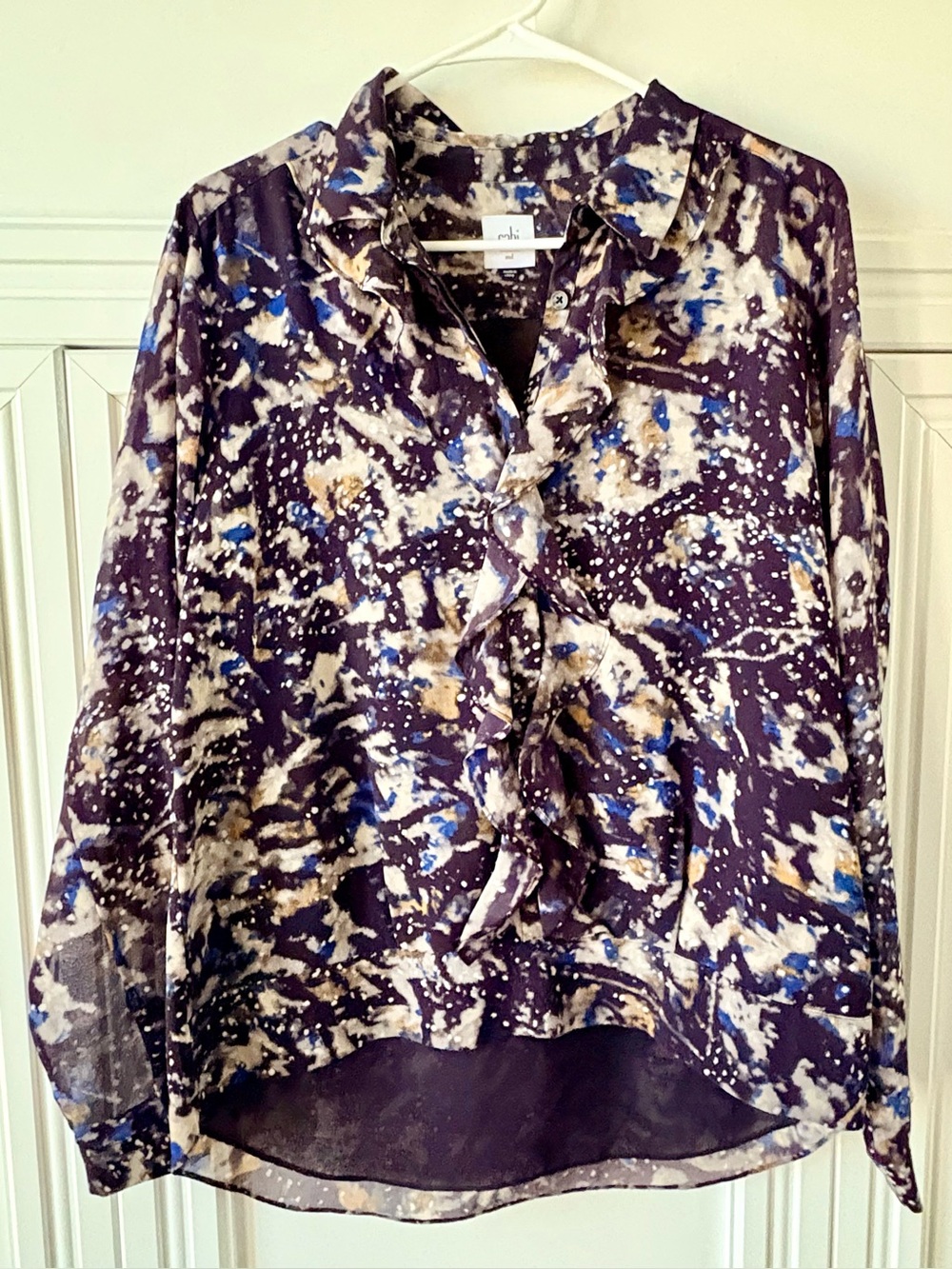 ⭐️ CABI STARRY NIGHT RUFFLE BLOUSE - SIZE MEDIUM ⭐️
